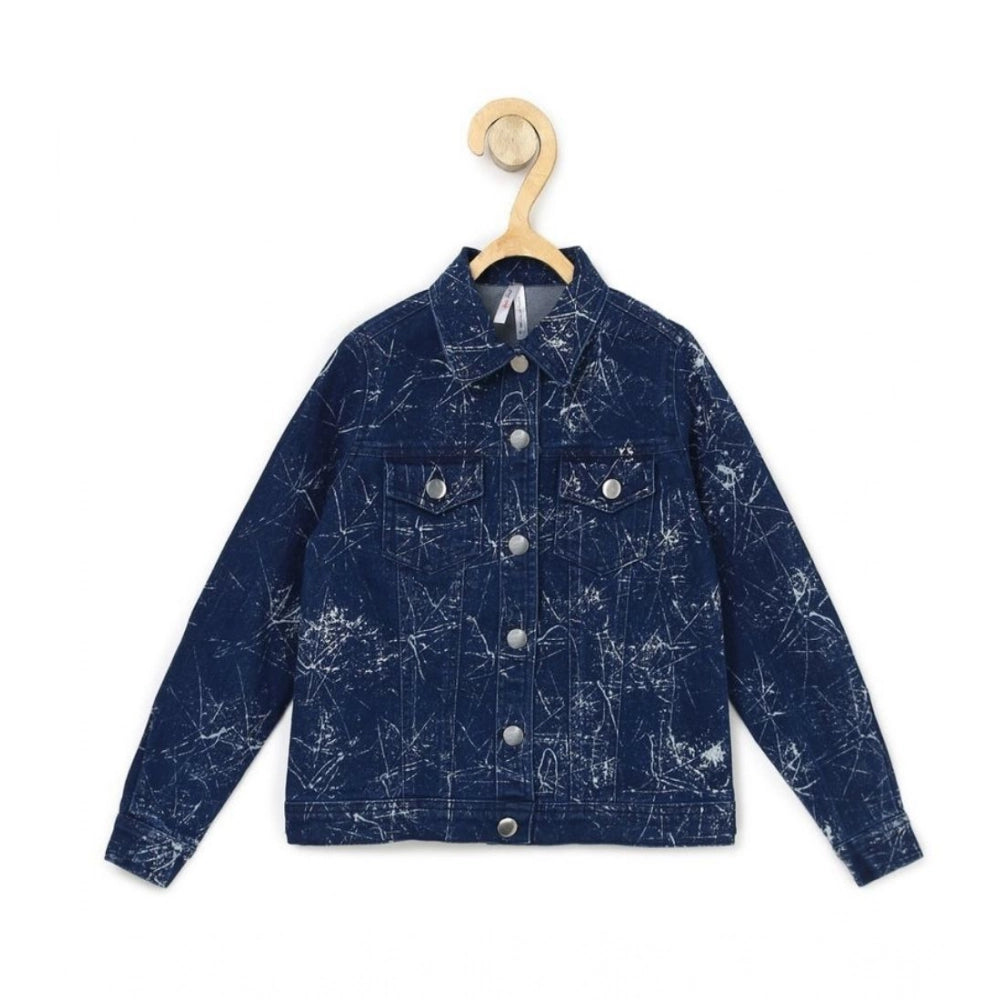Girl's Denim Washed Flutter Jacket — Blue