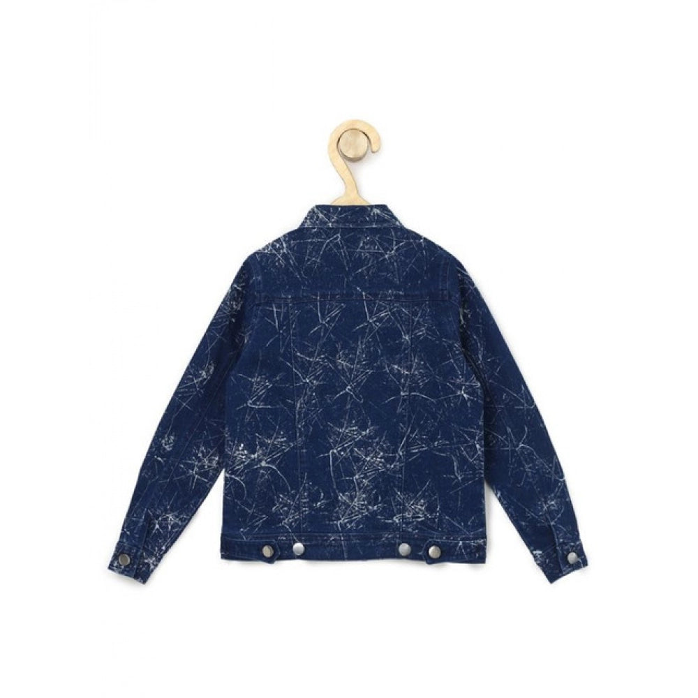 Girl's Denim Washed Flutter Jacket — Blue