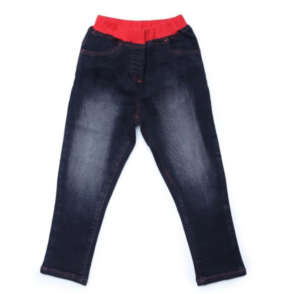 Girl's Denim Ribbed Elasticated Jeans — Black