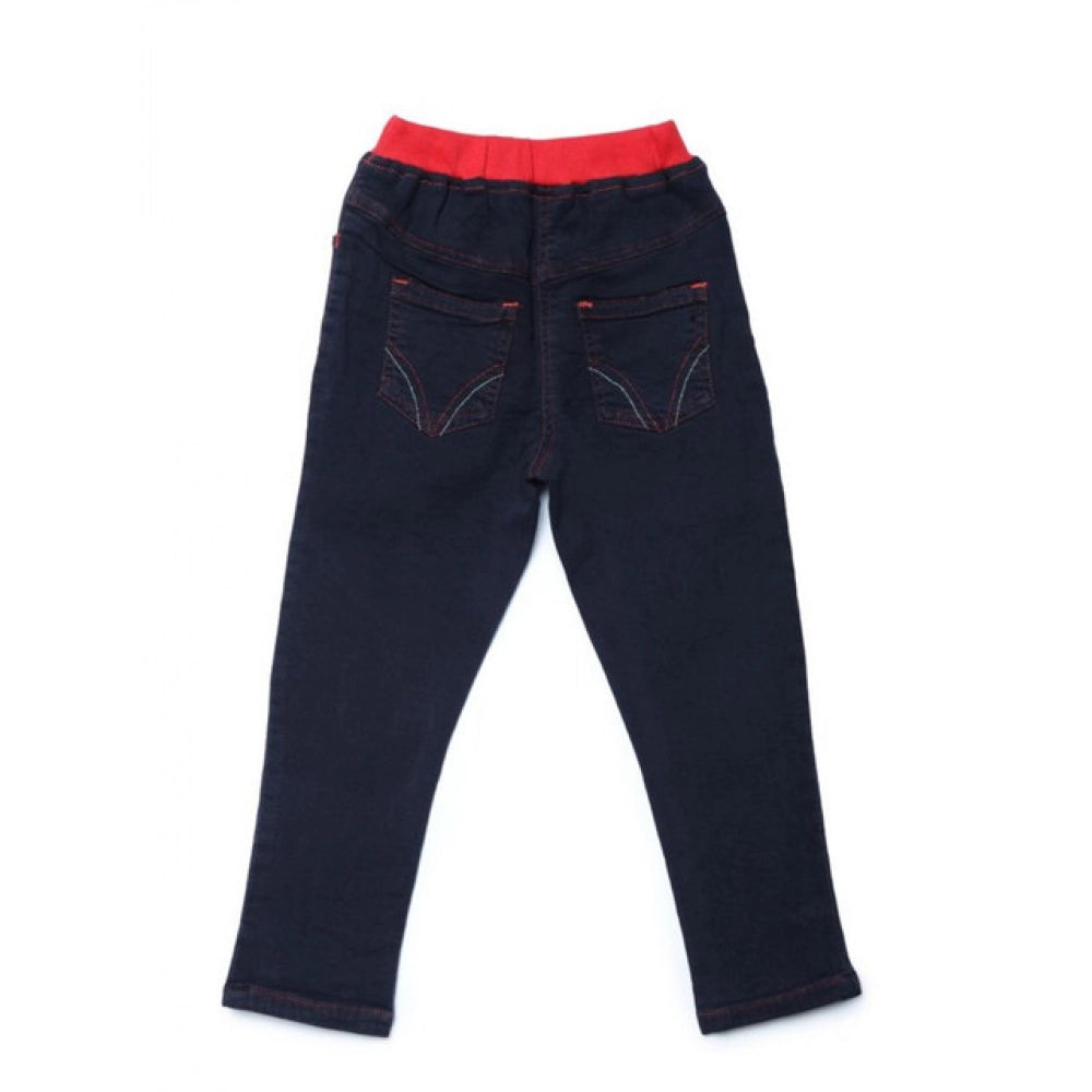 Girl's Denim Ribbed Elasticated Jeans — Black