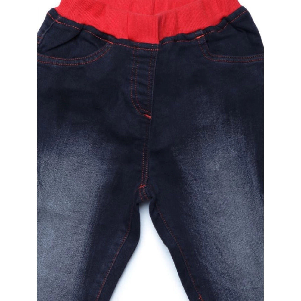 Girl's Denim Ribbed Elasticated Jeans — Black