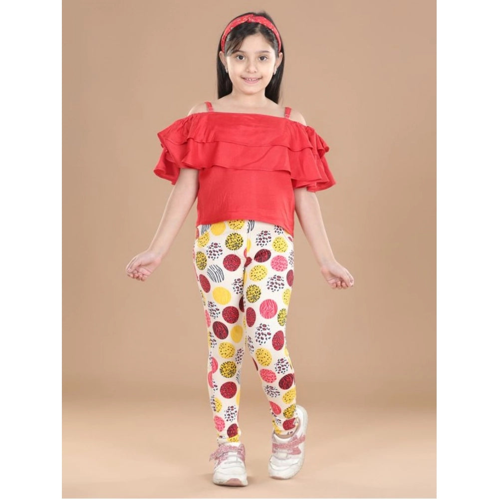 Girl's Cotton Lycra Floral Elasticated Jeggings · -YRS