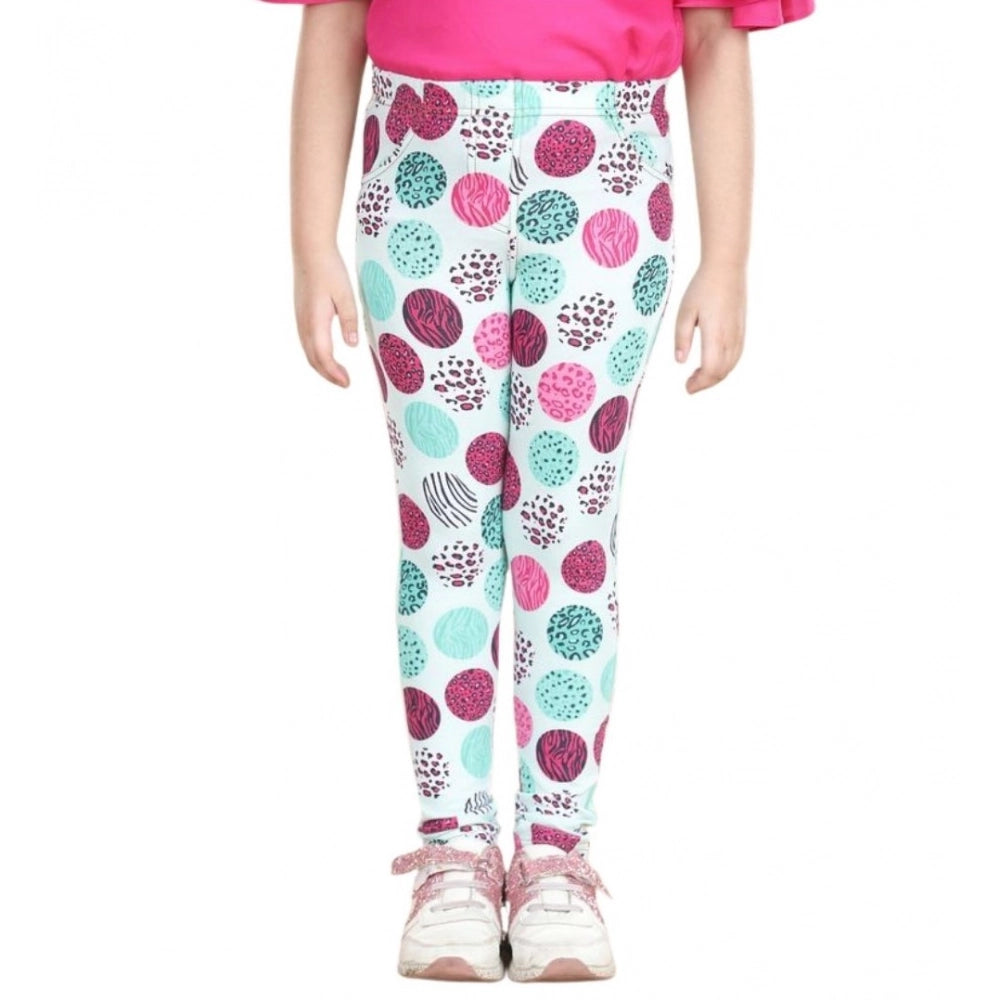 Girl's Cotton Lycra Floral Elasticated Jeggings · -YRS