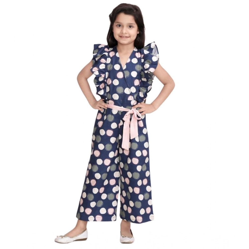 Girl's Rayon Polka Flutter Jumpsuit