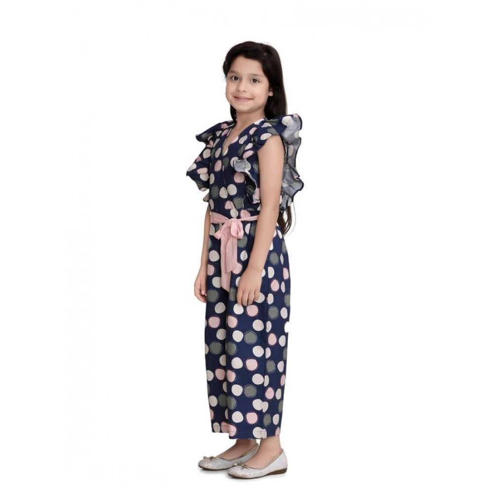 Girl's Rayon Polka Flutter Jumpsuit