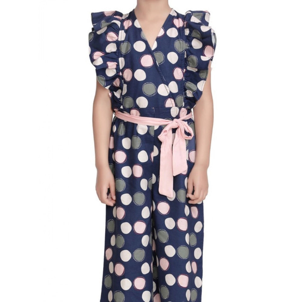 Girl's Rayon Polka Flutter Jumpsuit