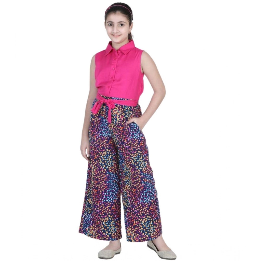 Girl's Bodice-Rayon Colour Block Sleeveless Jumpsuit