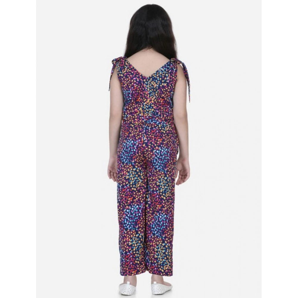 Girl's Crepe Floral Short Sleeve Set