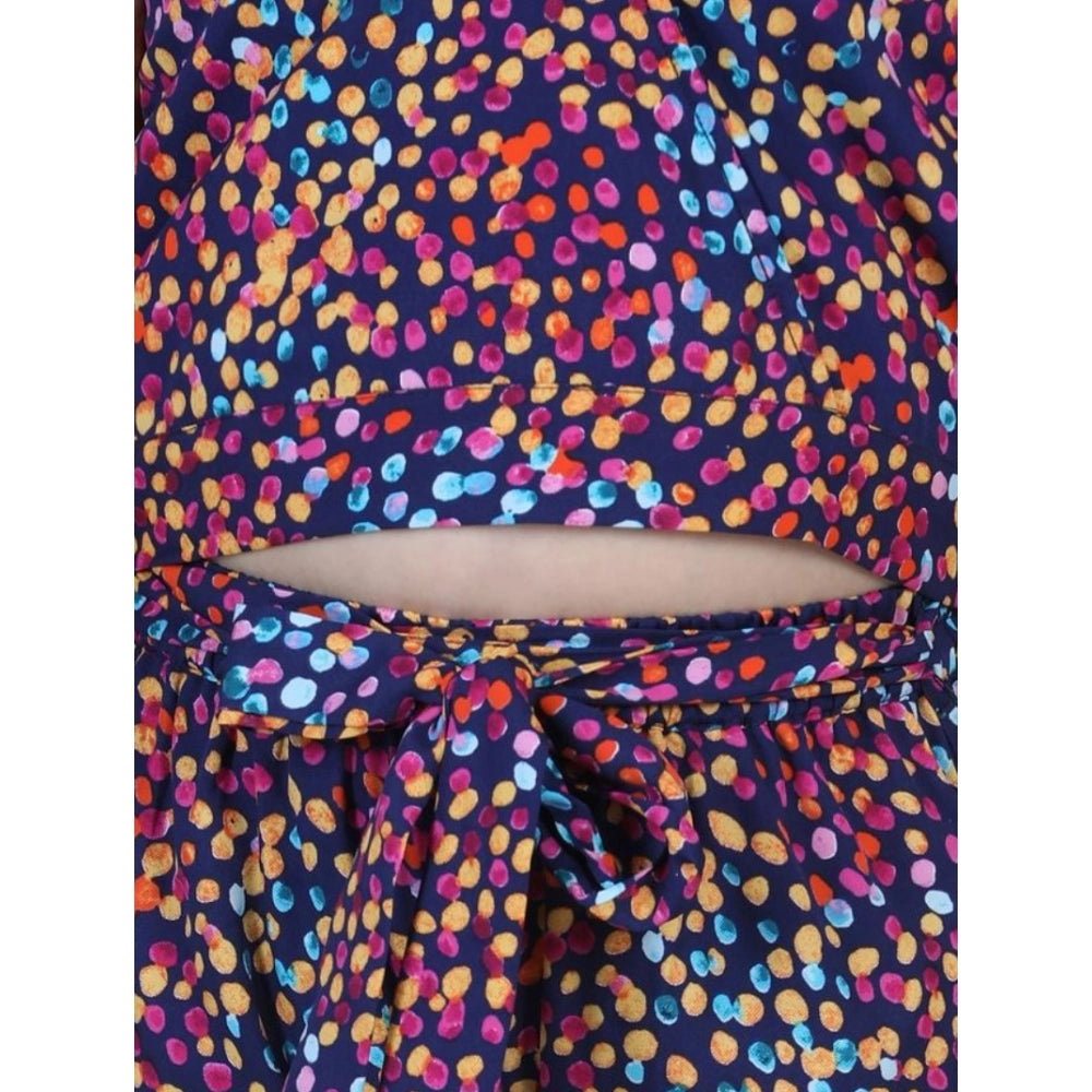 Girl's Crepe Floral Short Sleeve Set