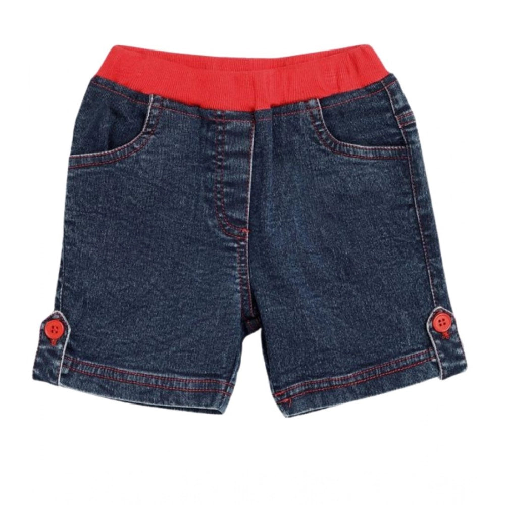 Girl's Denim Lace Inserts Sleeveless Shorts — Blue-Red