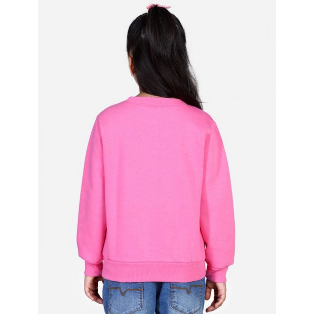Girl's Fleece Embellished Long Sleeves Sweatshirt — Pink