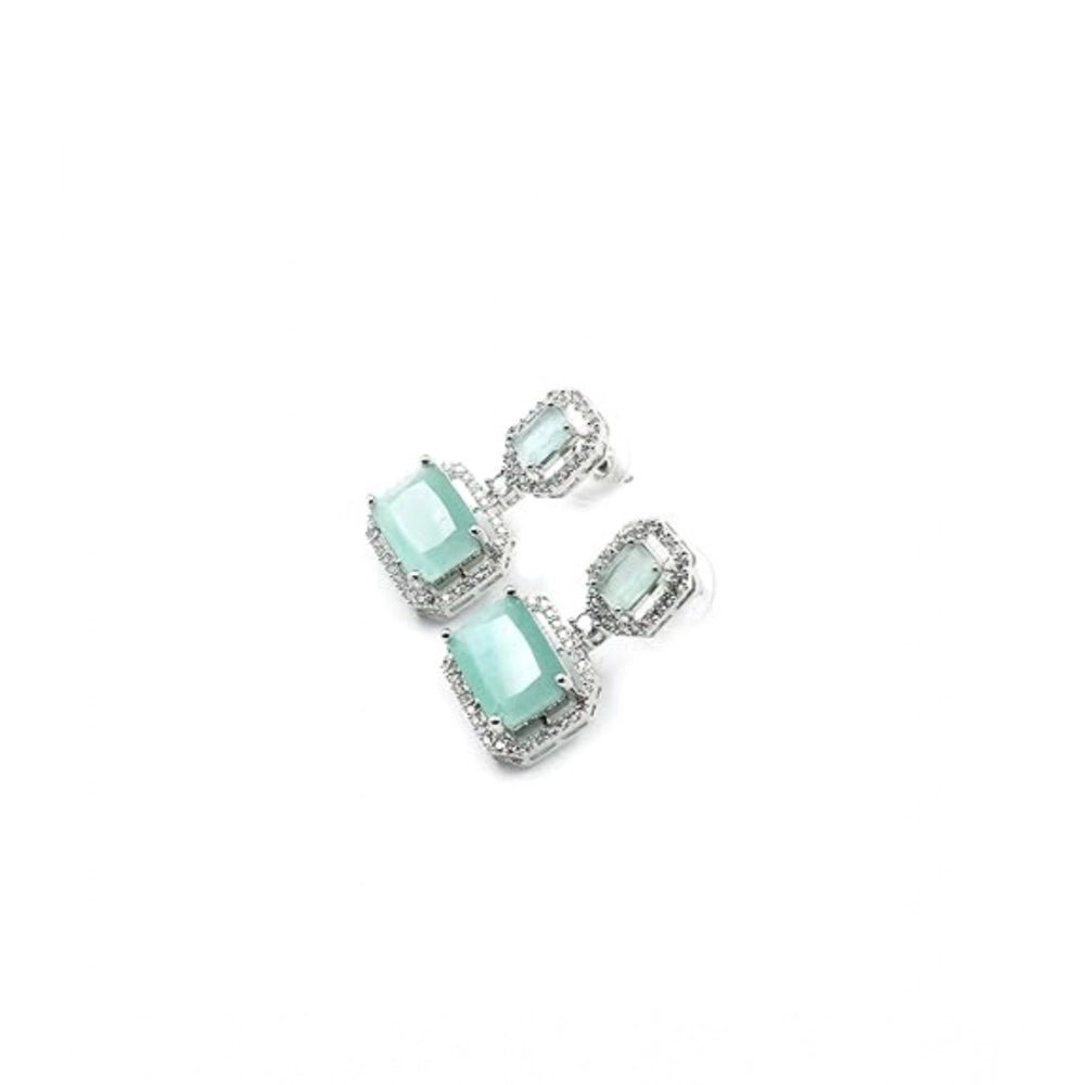 Women's Brass Silver Plated Drop Earrings — Turquoise · 1963