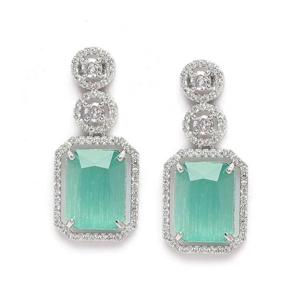 Women's Brass Silver Plated Drop Earrings — Turquoise · 1980