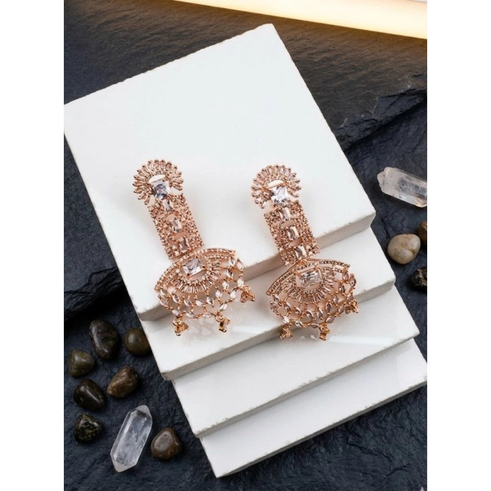 Women's Brass Silver Plated Drop Earrings — White