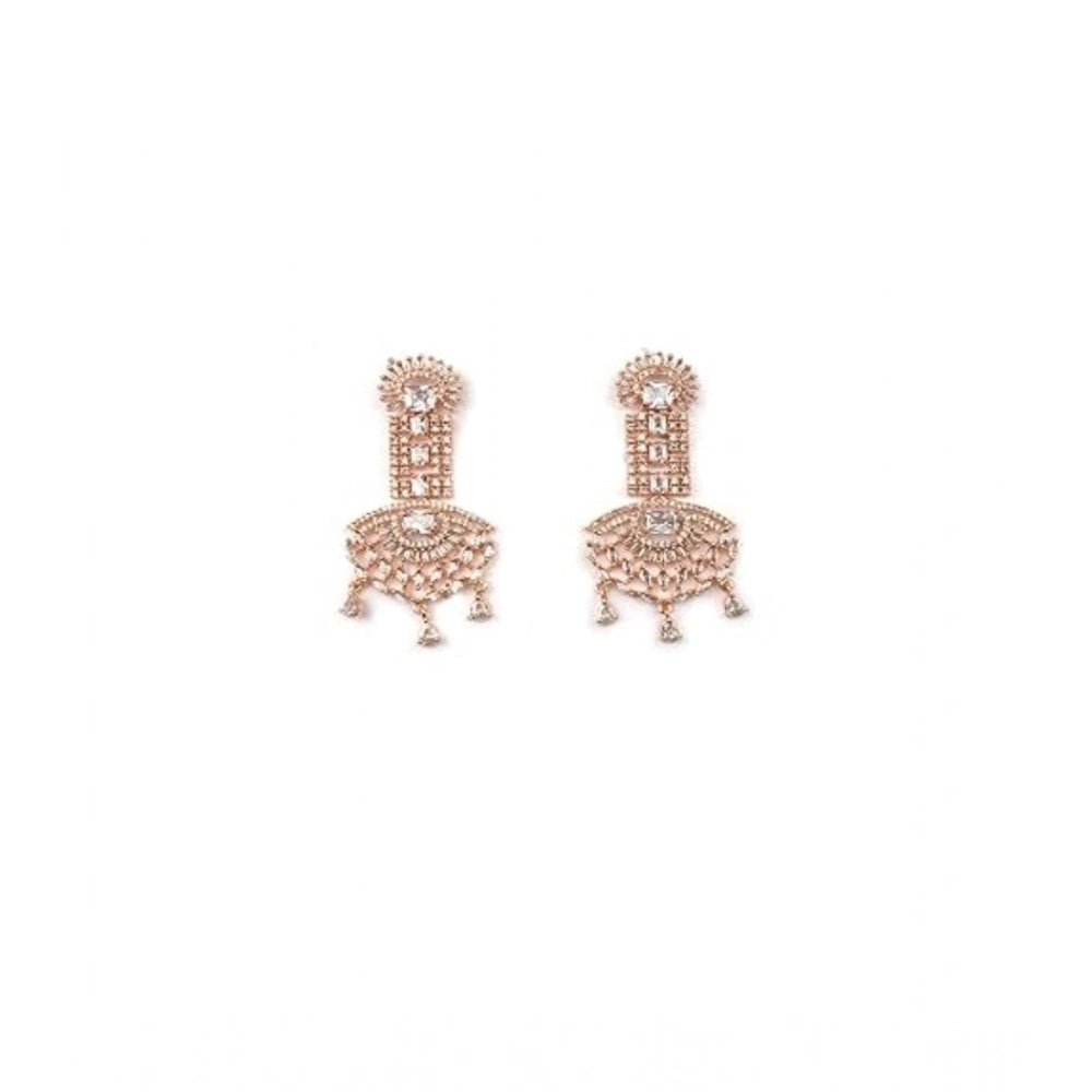 Women's Brass Silver Plated Drop Earrings — White