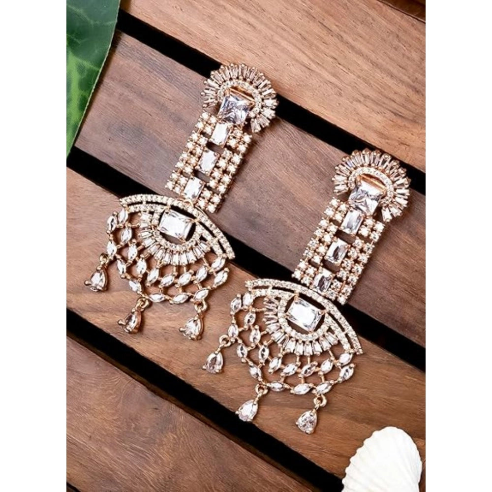 Women's Brass Silver Plated Drop Earrings — White