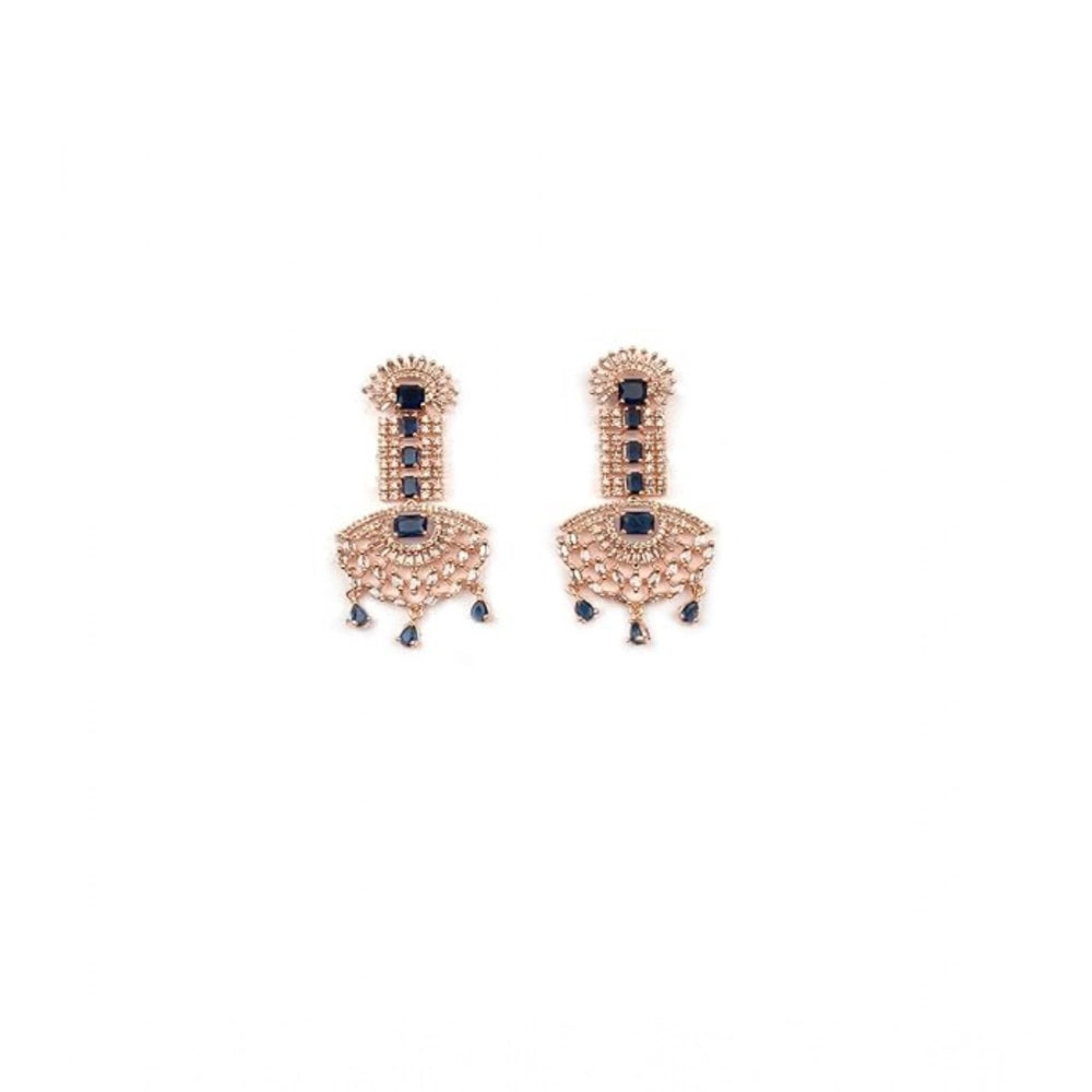 Women's Brass Silver Plated Drop Earrings — Blue · 1988