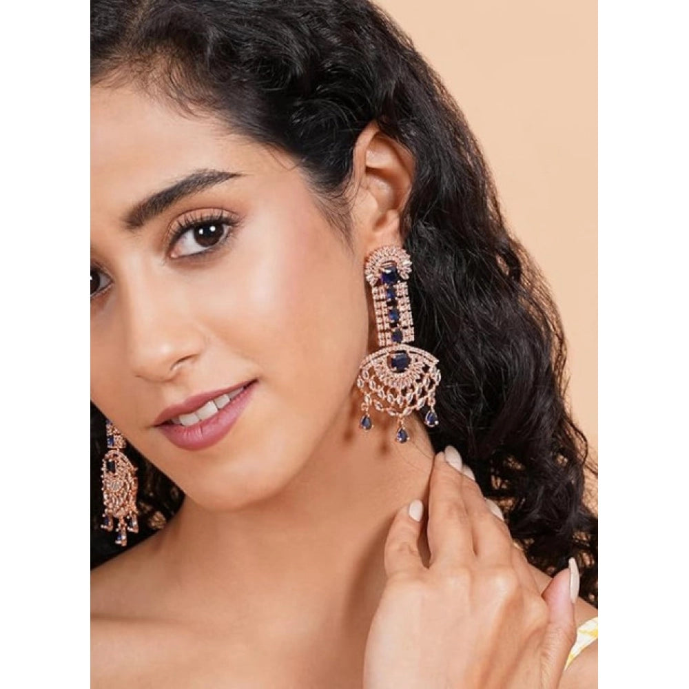 Women's Brass Silver Plated Drop Earrings — Blue · 1988