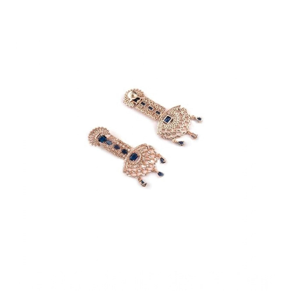 Women's Brass Silver Plated Drop Earrings — Blue · 1988
