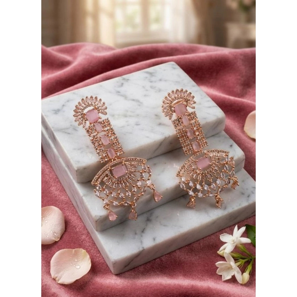 Women's Brass Silver Plated Drop Earrings — Pink · 1989