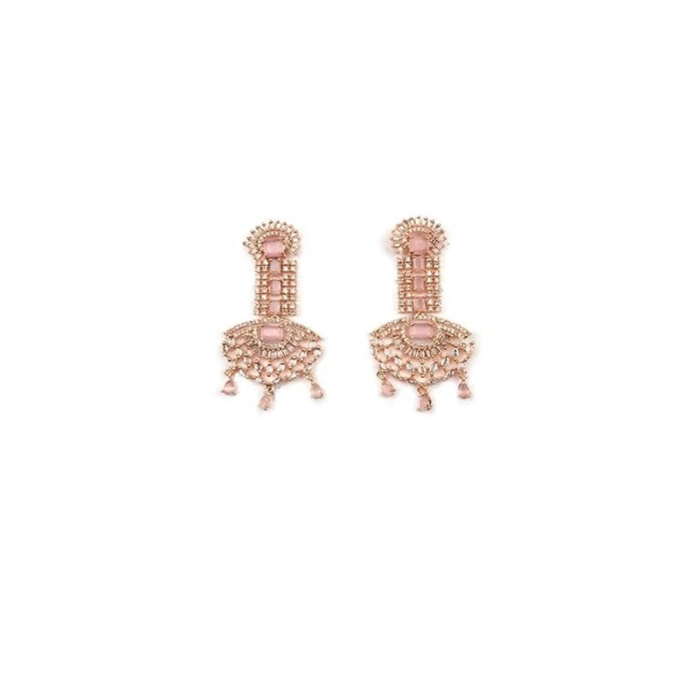 Women's Brass Silver Plated Drop Earrings — Pink · 1989