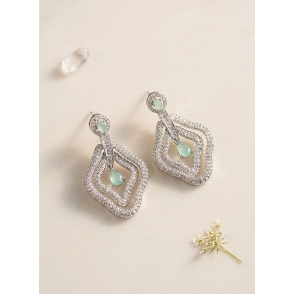Women's Brass Silver Plated Drop Earrings — Turquoise · 1990