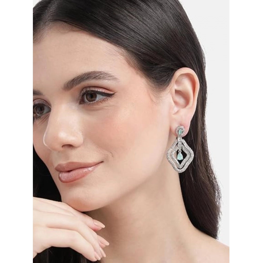 Women's Brass Silver Plated Drop Earrings — Turquoise · 1990