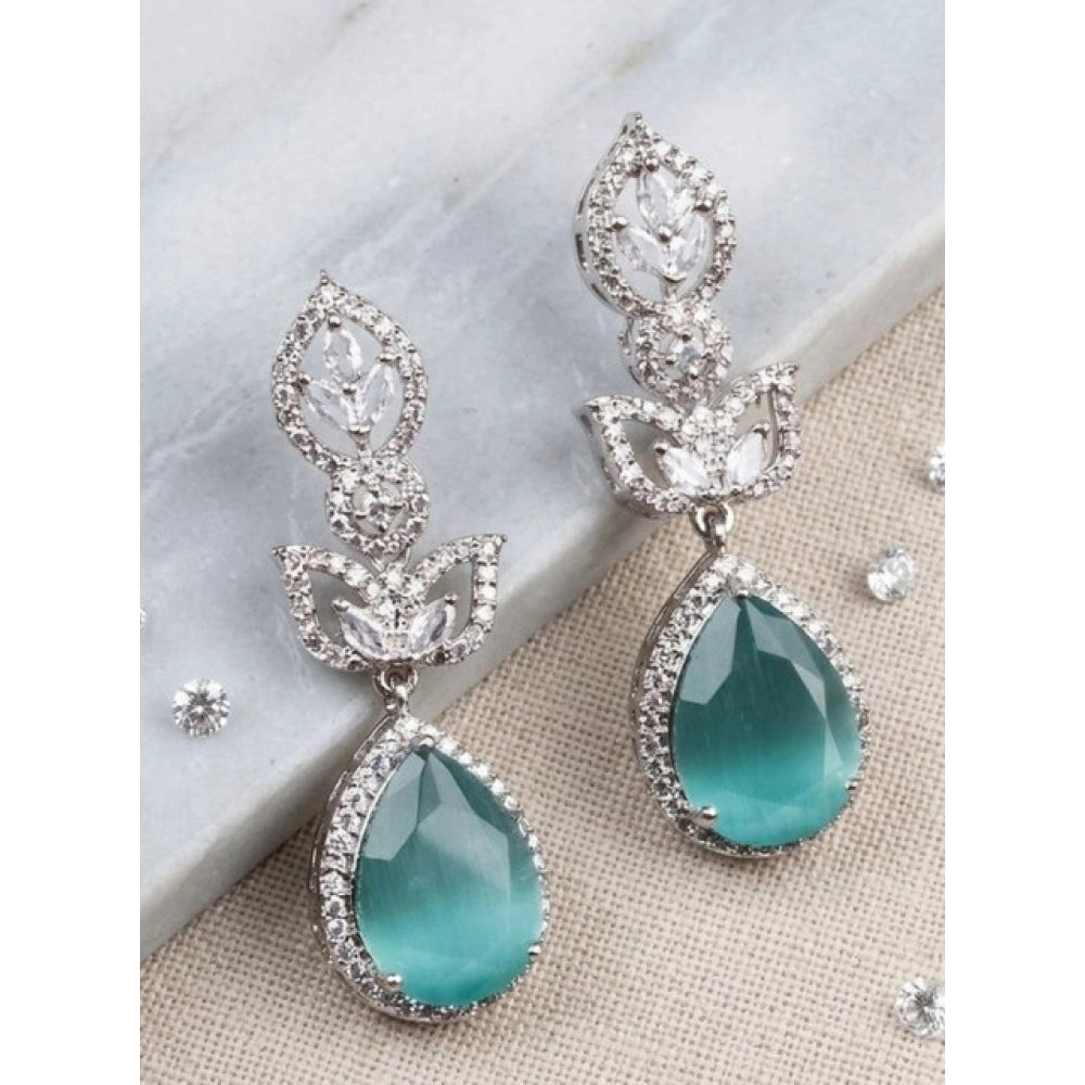 Women's Brass Silver Plated Drop Earrings — Turquoise · 1997