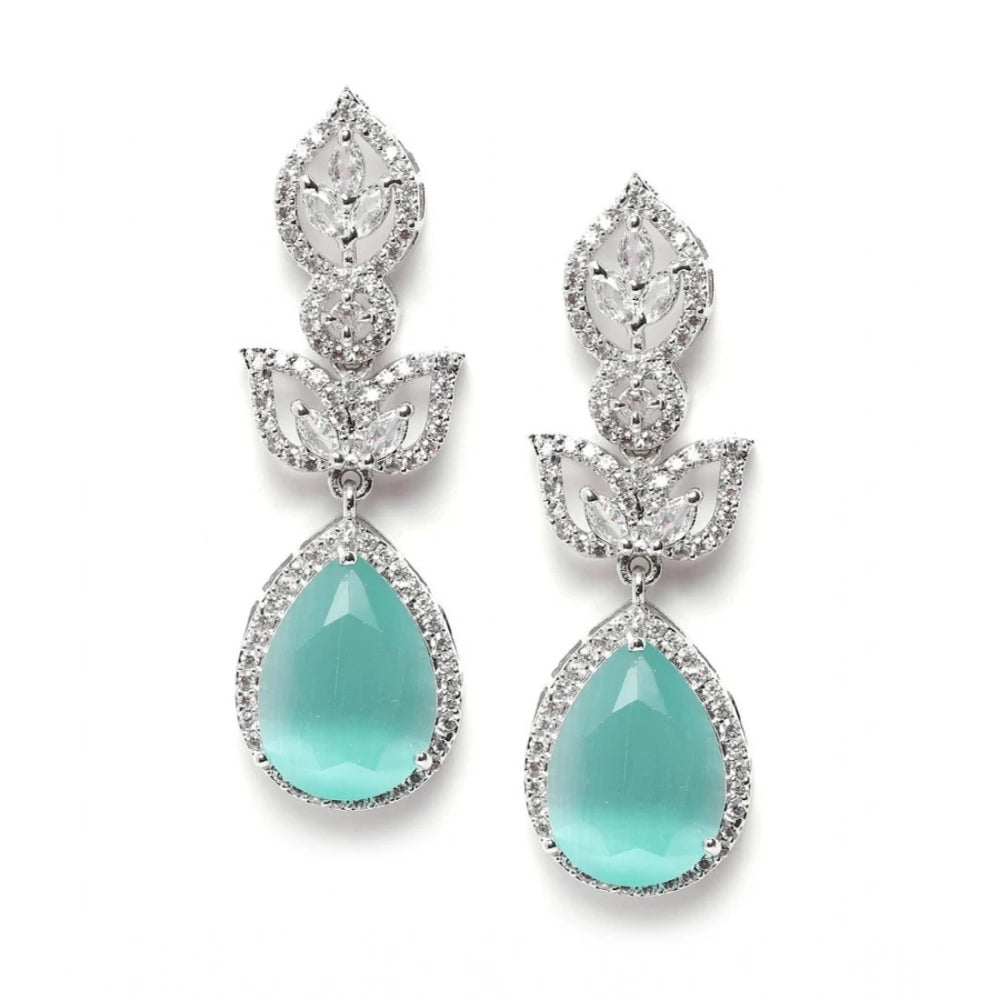 Women's Brass Silver Plated Drop Earrings — Turquoise · 1997