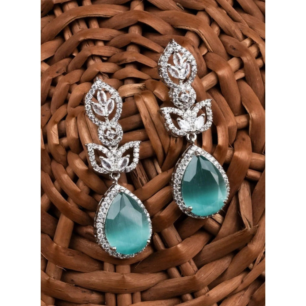 Women's Brass Silver Plated Drop Earrings — Turquoise · 1997