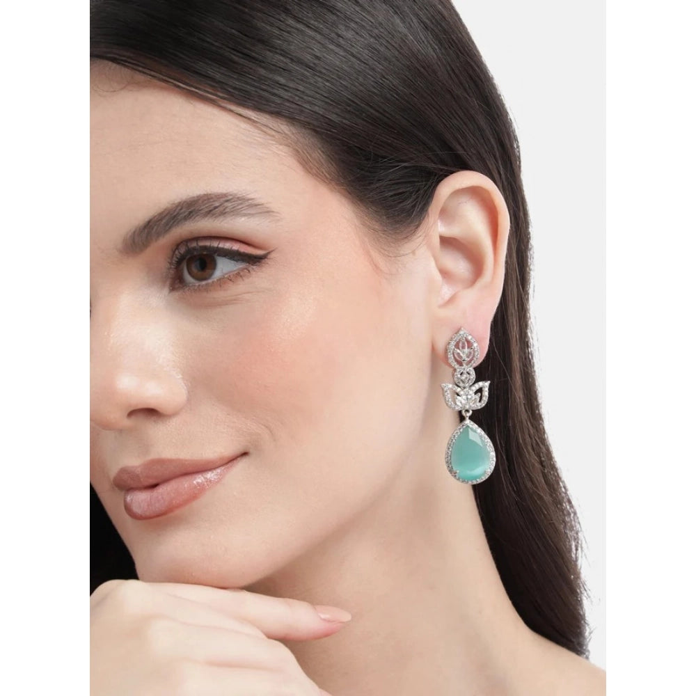 Women's Brass Silver Plated Drop Earrings — Turquoise · 1997