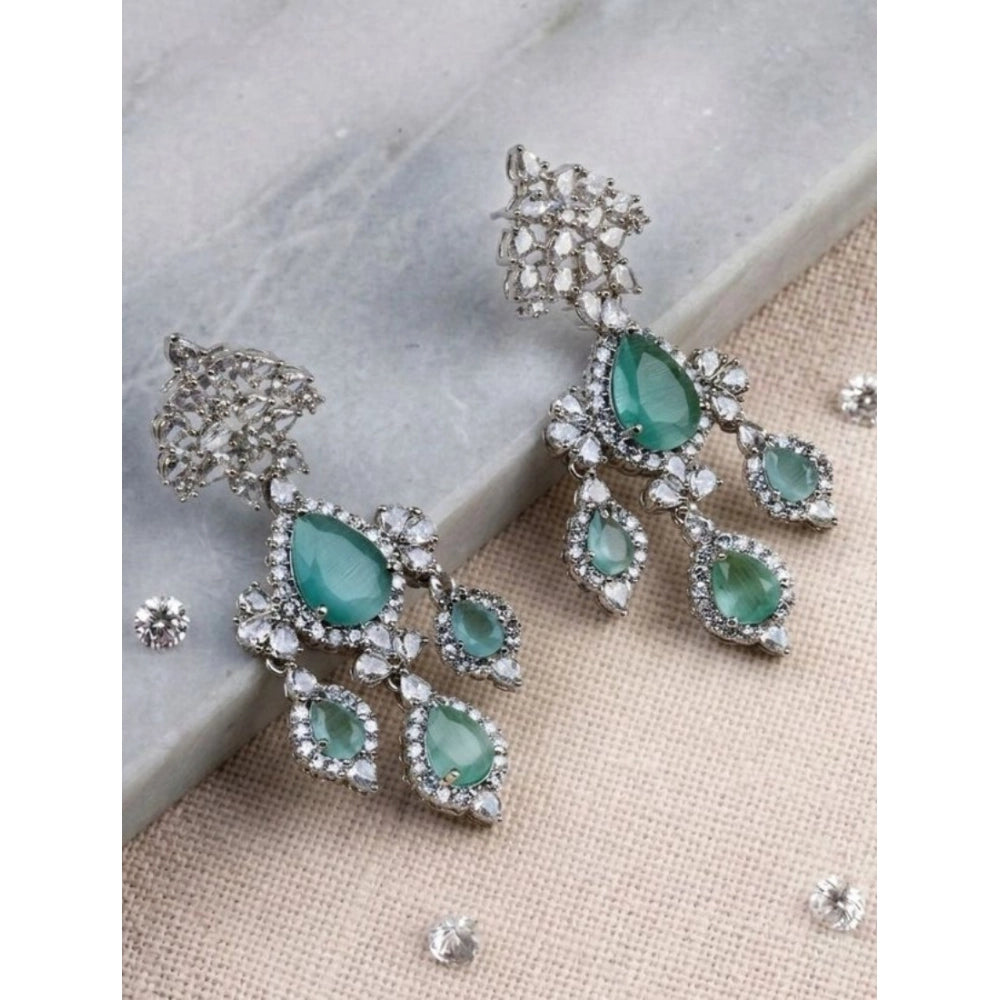 Women's Brass Silver Plated Drop Earrings — Turquoise · 2000