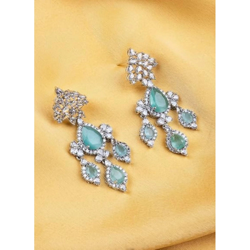 Women's Brass Silver Plated Drop Earrings — Turquoise · 2000