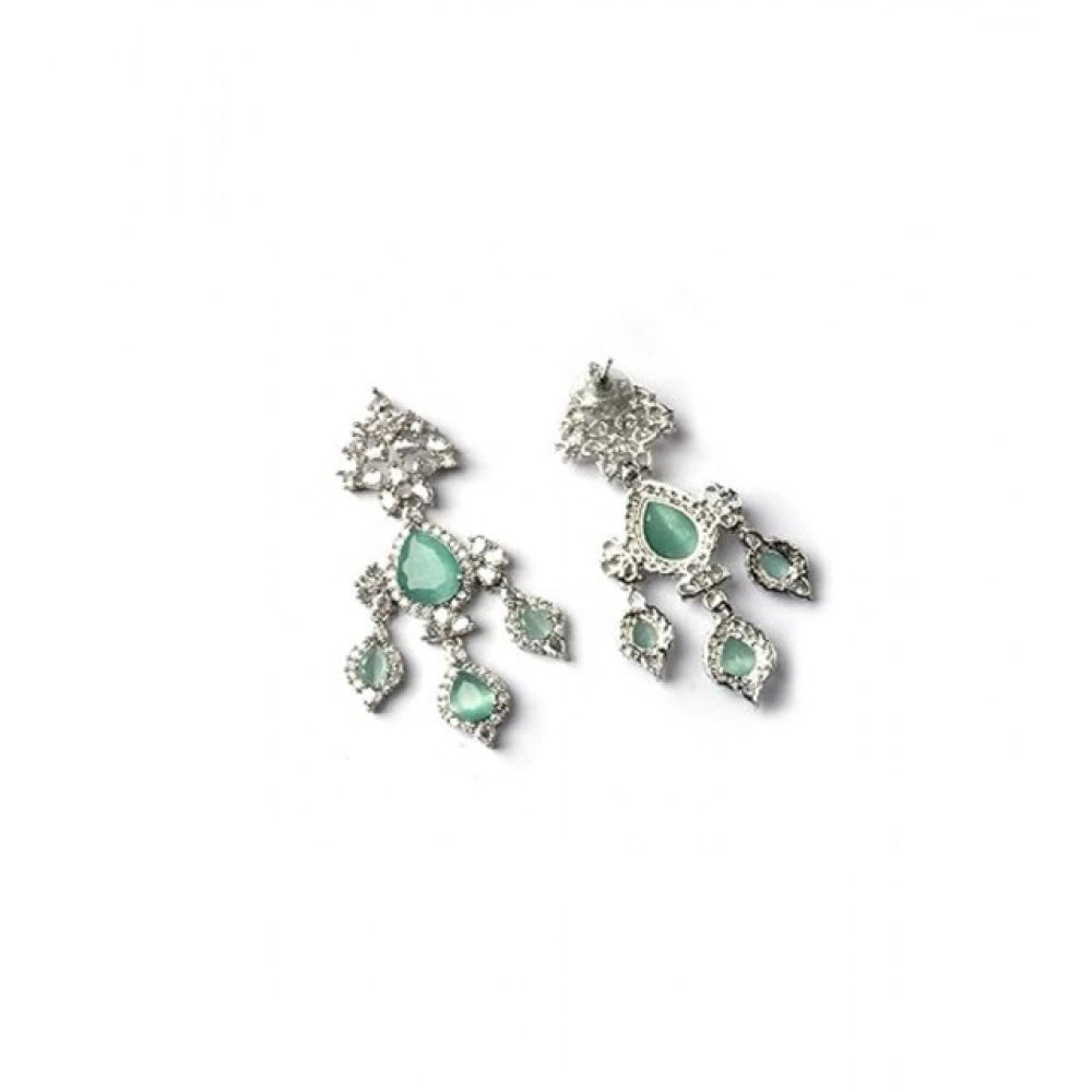 Women's Brass Silver Plated Drop Earrings — Turquoise · 2000