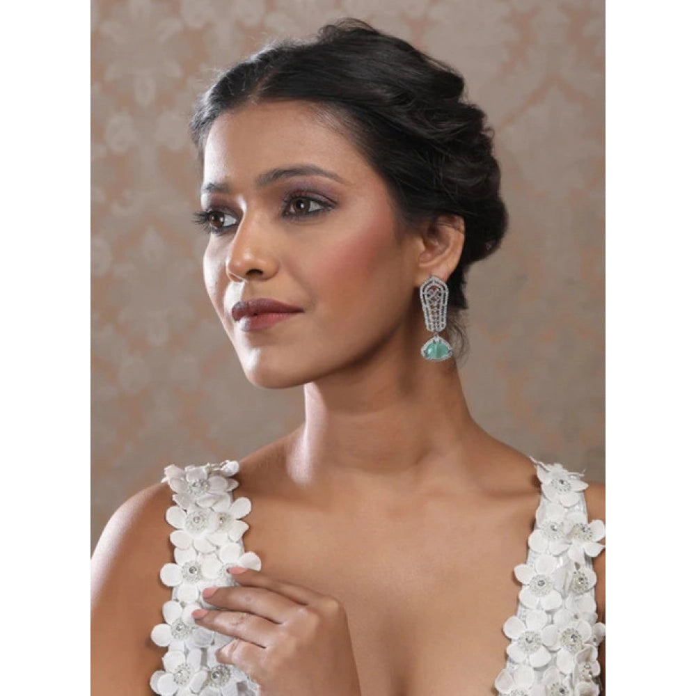 Women's Brass Silver Plated Drop Earrings — Turquoise · 2002