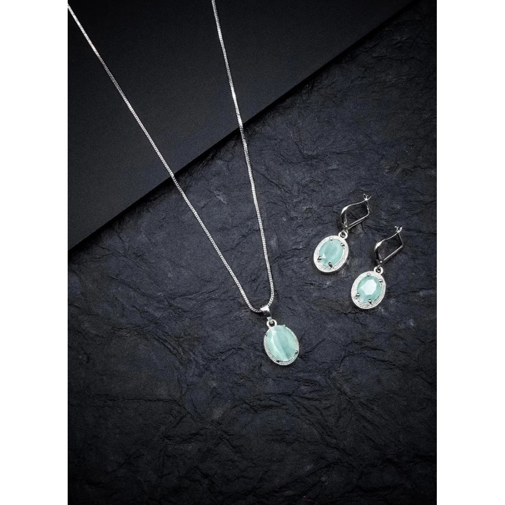 Women's Brass Silver Plated Pendant Set — Turquoise · 2006