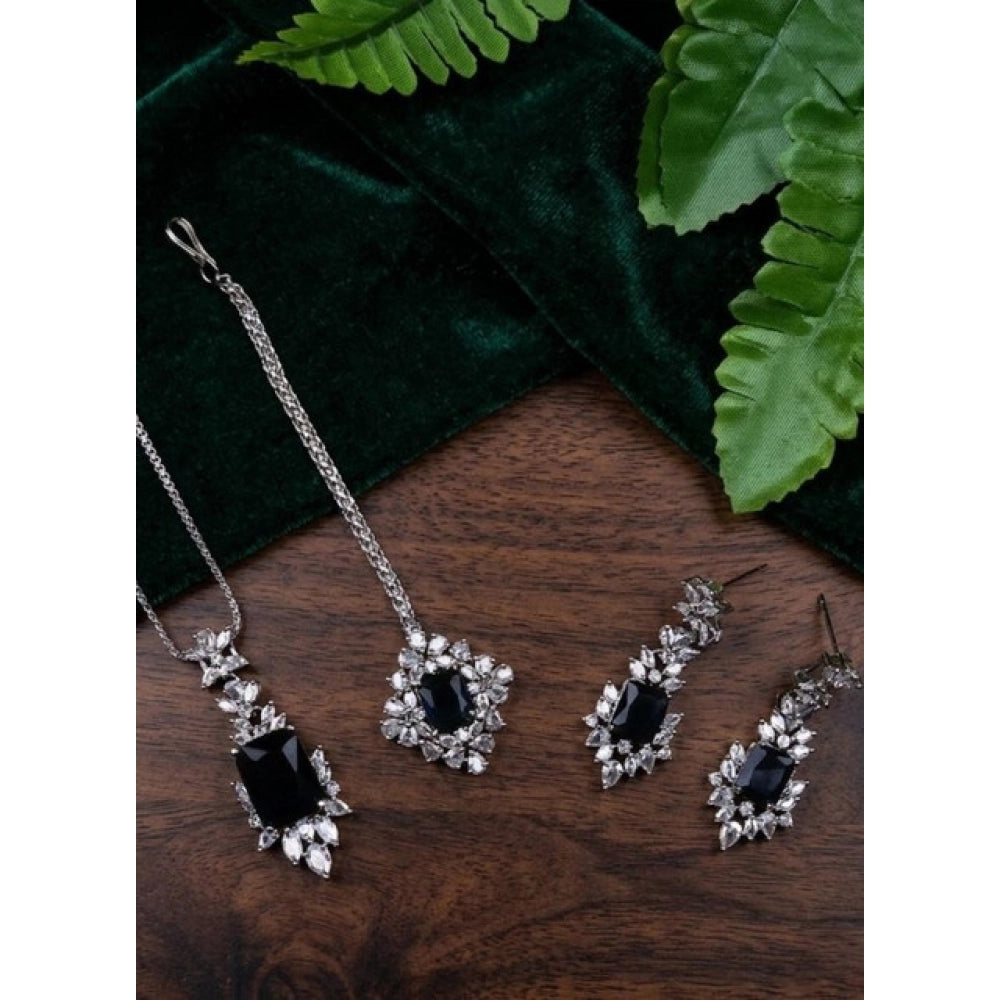 Women's Brass Silver Plated Pendant Set — Blue · 2013