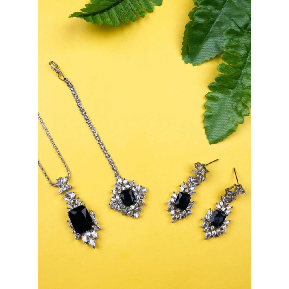 Women's Brass Silver Plated Pendant Set — Blue · 2013