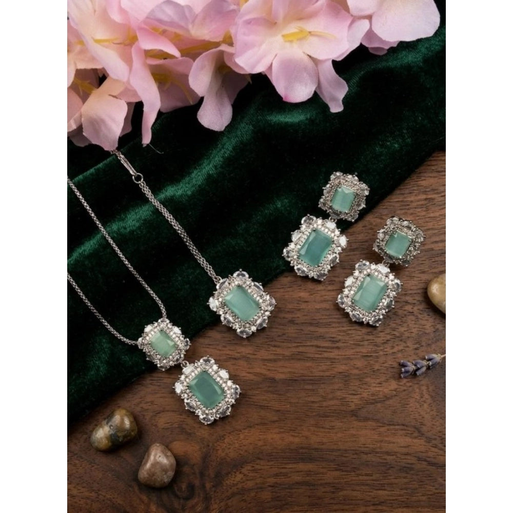 Women's Brass Silver Plated Pendant Set — Mint