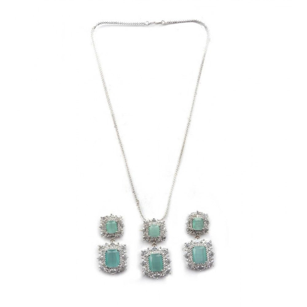 Women's Brass Silver Plated Pendant Set — Mint