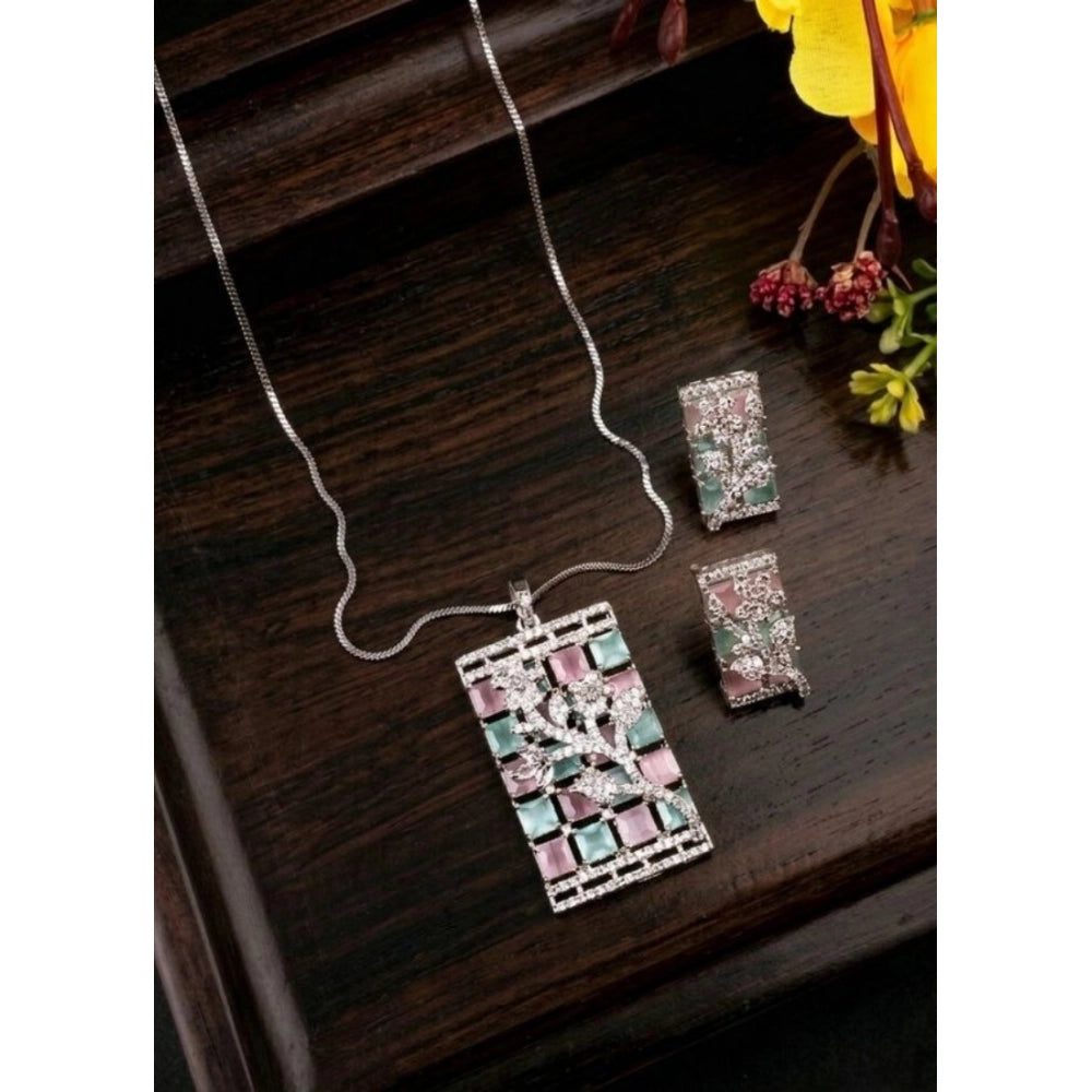 Women's Brass Silver Plated Pendant Set