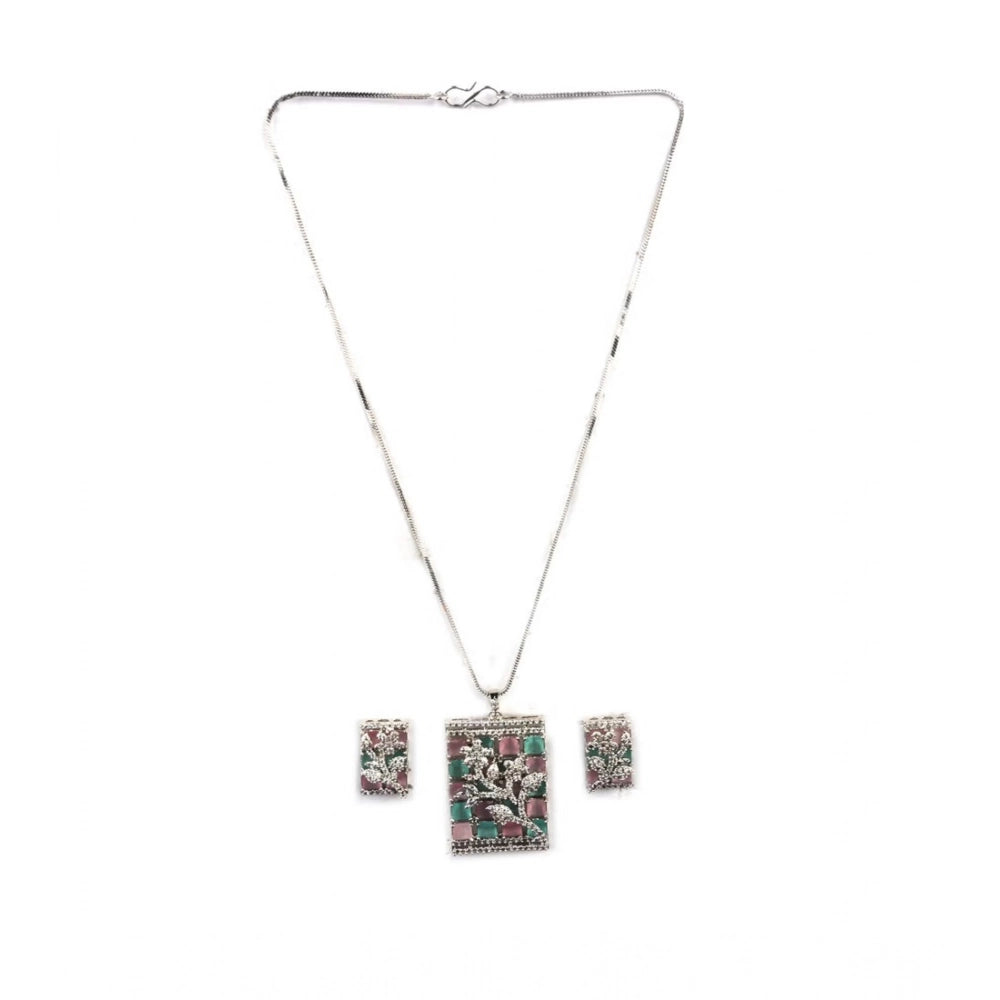 Women's Brass Silver Plated Pendant Set