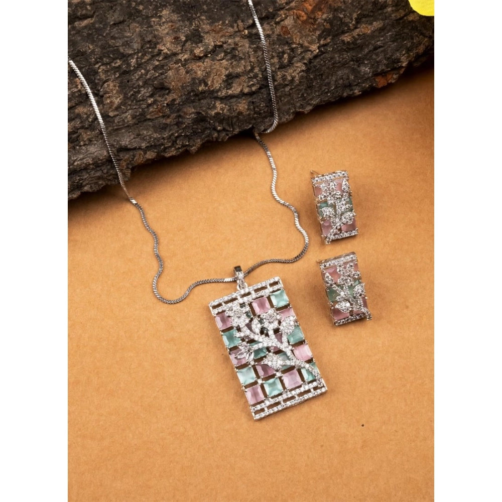 Women's Brass Silver Plated Pendant Set