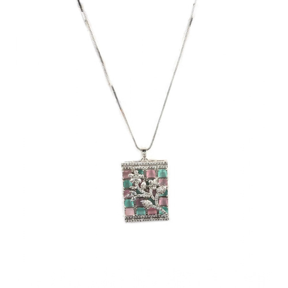 Women's Brass Silver Plated Pendant Set