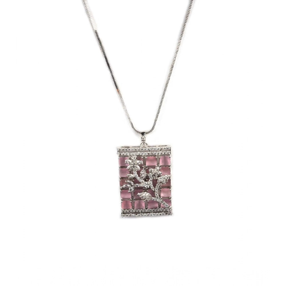 Women's Brass Silver Plated Pendant Set — Pink · 2025