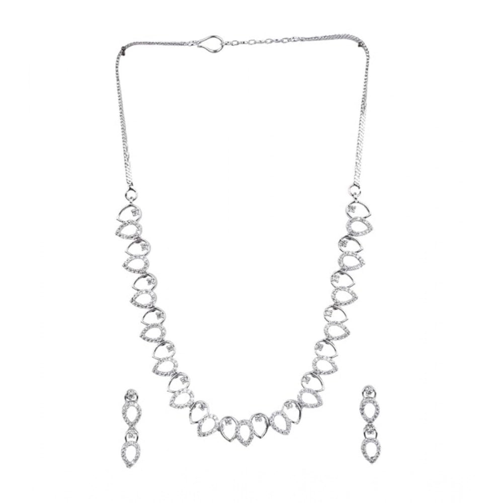 Women's Brass Silver Plated Necklace Set — Silver · 2028