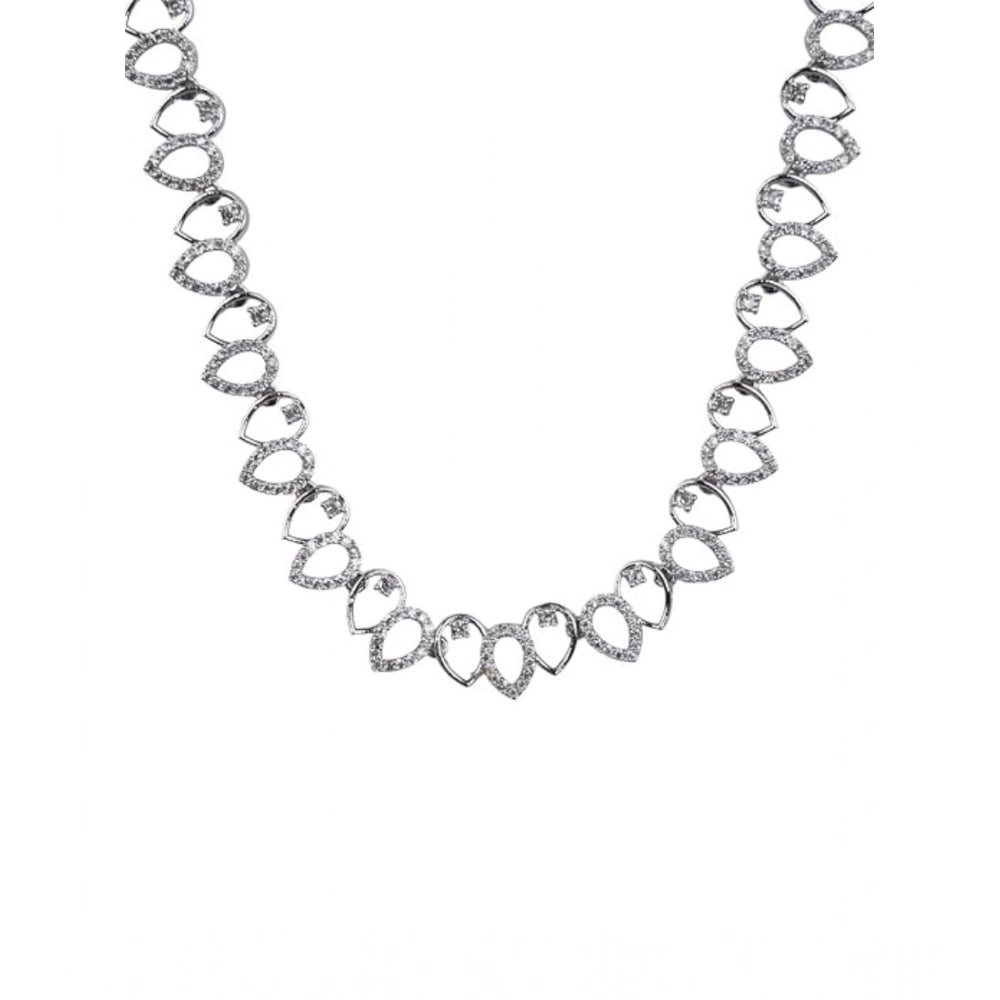 Women's Brass Silver Plated Necklace Set — Silver · 2028
