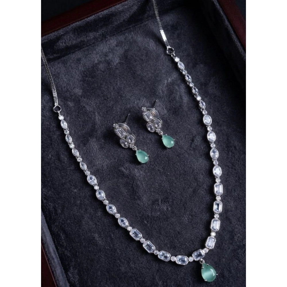 Women's Brass Silver Plated Necklace Set — Turquoise · 2030