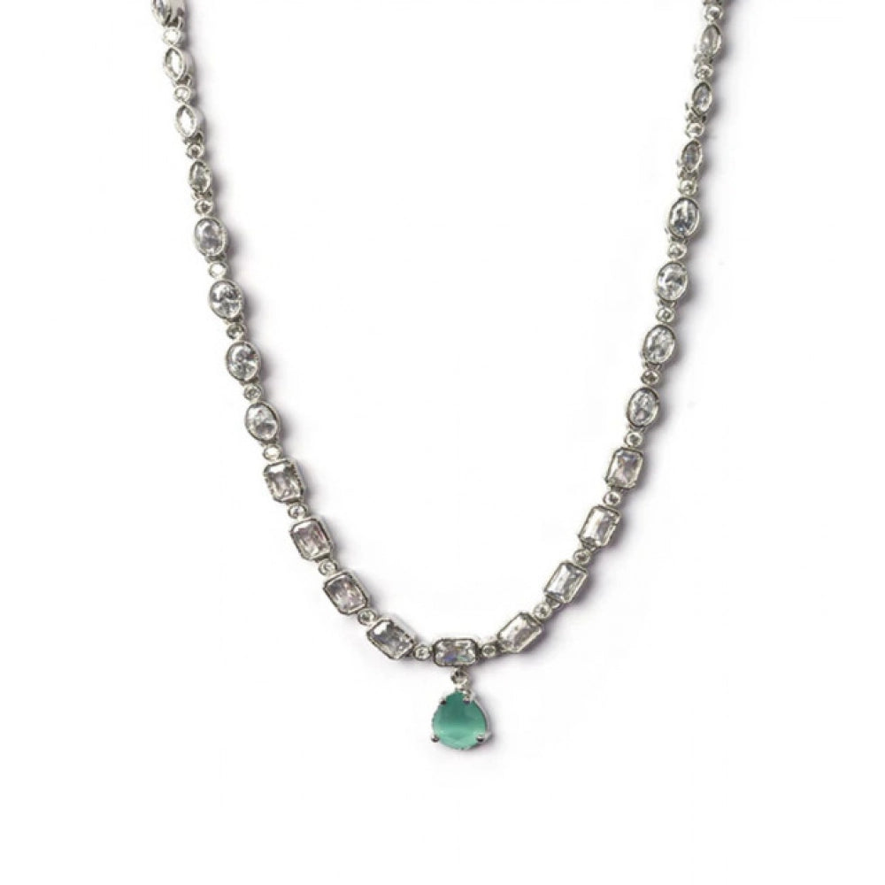 Women's Brass Silver Plated Necklace Set — Turquoise · 2030