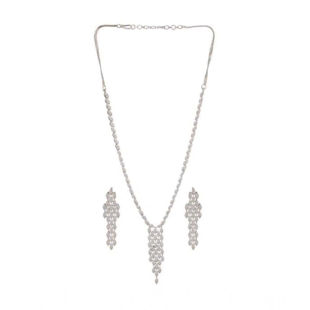 Women's Brass Silver Plated Necklace Set — Silver · 2042